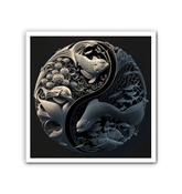 Modern Yin Yang design on wrapped canvas.